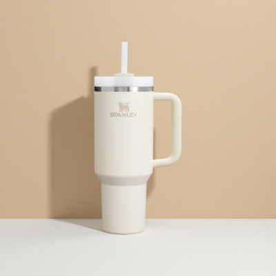 STANLEY Quencher H2.0 Tumbler with Handle and Straw 40 oz | Flowstate 3-Position Lid | Cup Holder Compatible | Insulated Stainless Steel Cup | BPA-Free | White 2.0