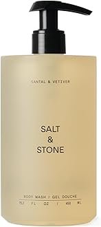 Salt & Stone Body Wash with Antioxidants for Deep Moisture | For Women & Men, Sulfate, Paraben, & Dye Free, Leaving Skin Soft and Hydrated | Santal & Vetiver 15.2 fl oz