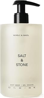 Salt & Stone Body Wash with Antioxidants for Deep Moisture | For Women & Men, Sulfate, Paraben, & Dye Free, Leaving Skin Soft and Hydrated | Neroli & Basil 15.2 fl oz