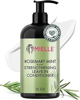 Mielle Organics Rosemary Mint Strengthening Leave In Conditioner for Curly Hair – Hydrating Hair Moisturizer Infused with Biotin to Soften, Protect & Boost Shine (12 Oz)