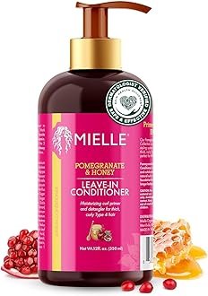 Mielle Organics Pomegranate & Honey Leave-In Conditioner for Curly Hair – Moisturizing Detangler & Curly Hair Treatment to Help Repair Damage, Prevent Frizz & Improve Shine, 12 Fl Oz