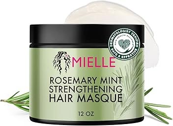 Mielle Organics Rosemary Mint Strengthening Hair Mask, Deep Conditioning Treatment Enriched with Biotin, Honey & Coconut Oil – Helps Encourage Longer, Healthier Strands, 12 Ounce