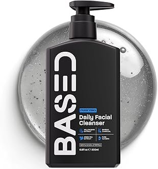 BASED BASED Daily Facial Cleanser for Men – Deep Cleaning Formula with Bamboo Charcoal & Willow Bark – Removes Buildup Without Stripping – Clear Skin (6.8 Fl Oz Pack of 1)