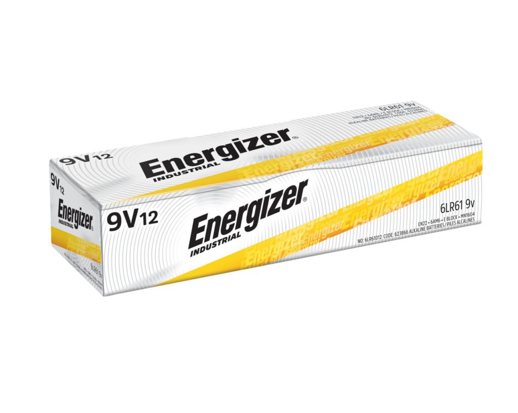 Energizer Industrial 9 Volt Alkaline Batteries – Box of 12