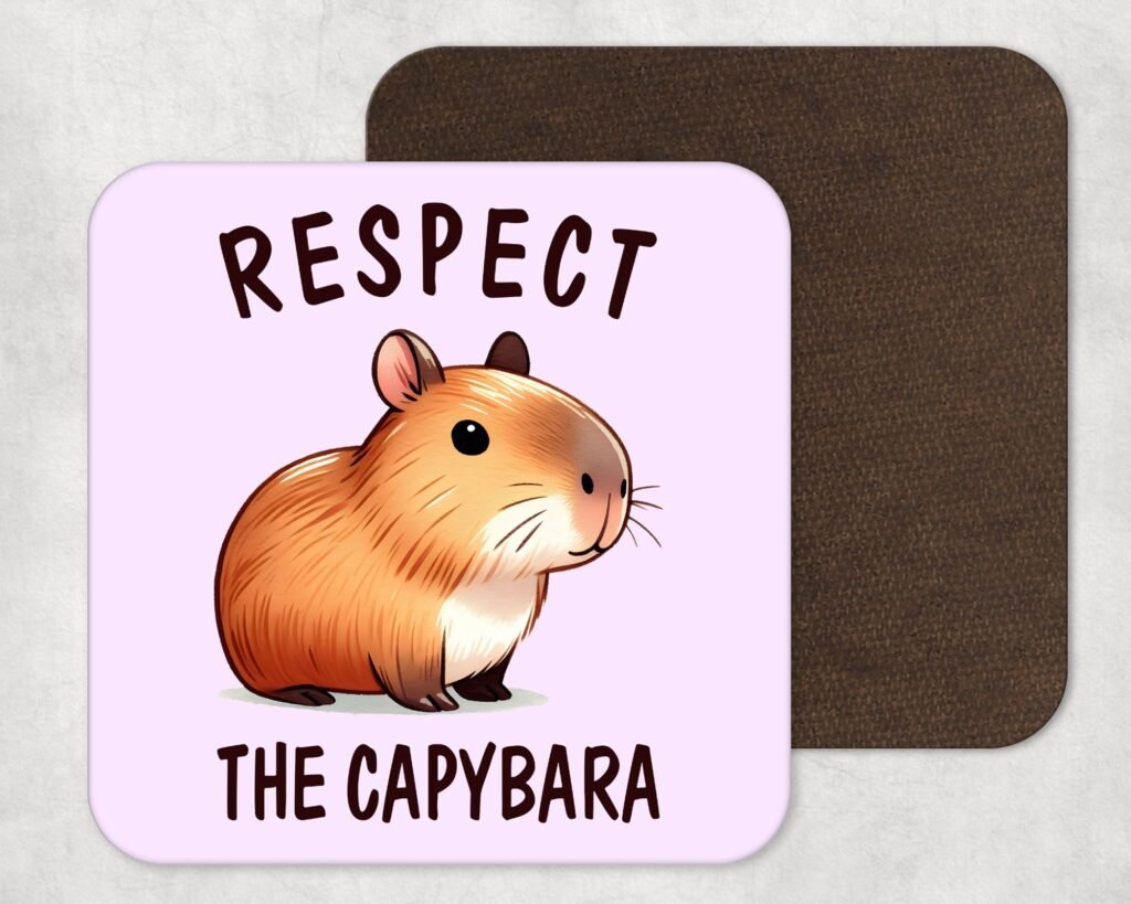 Respect The Capybara Coaster – Gift for her – Gift for Him – Capybara Gift  – Funny Gift For Her – Best Friend – I Love Capybaras
