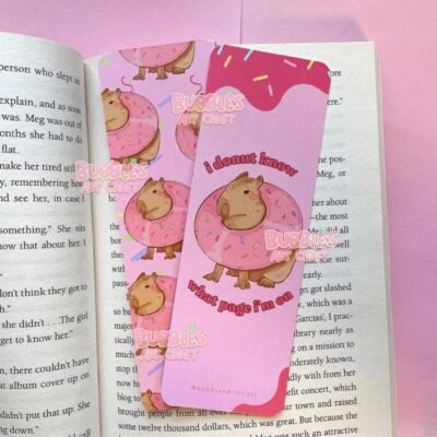 Capybara Bookmark Donut Pun Cute Bookmark | Double Printed Bookish Cottagecore Book Lover Capybara Kawaii Stationery Reading Accessories