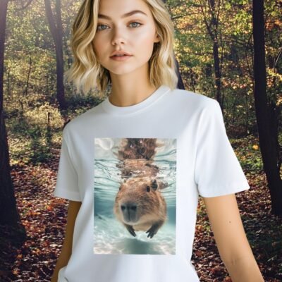 Capybara Swimming Tshirt – Underwater Capybara T Shirt – Animal Print – Nature Wildlife Decor – Capybara Gift – Gift for Capybara Lovers