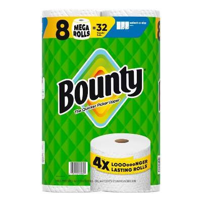 Bounty Paper Towels Select-A-Size White, 6 Triple Rolls, 123 Sheets Per Roll