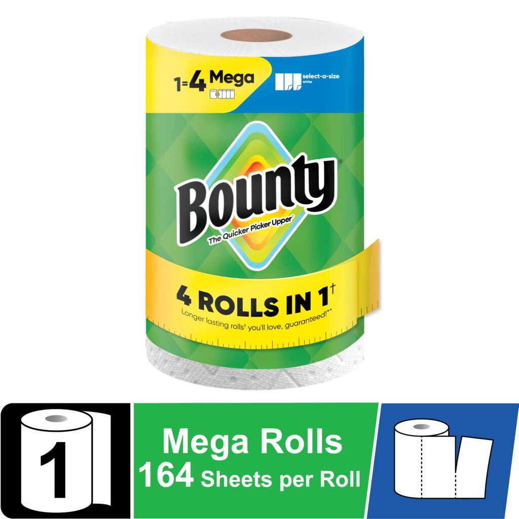 (12 pack) Bounty Paper Towels Select-A-Size White, 1 Mega Roll, 164 Sheets per Roll