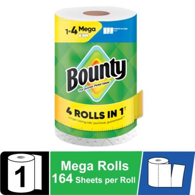 (12 pack) Bounty Paper Towels Select-A-Size White, 1 Mega Roll, 164 Sheets per Roll