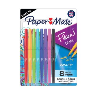 Paper Mate Flair DUAL Pens, Brush & Medium Tips (0.7mm)