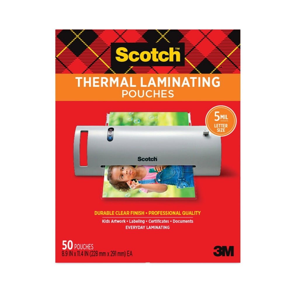 Scotch Laminating Pouches, 3 mil, 9″ x 11.5″, Gloss Clear, 200/Pack
