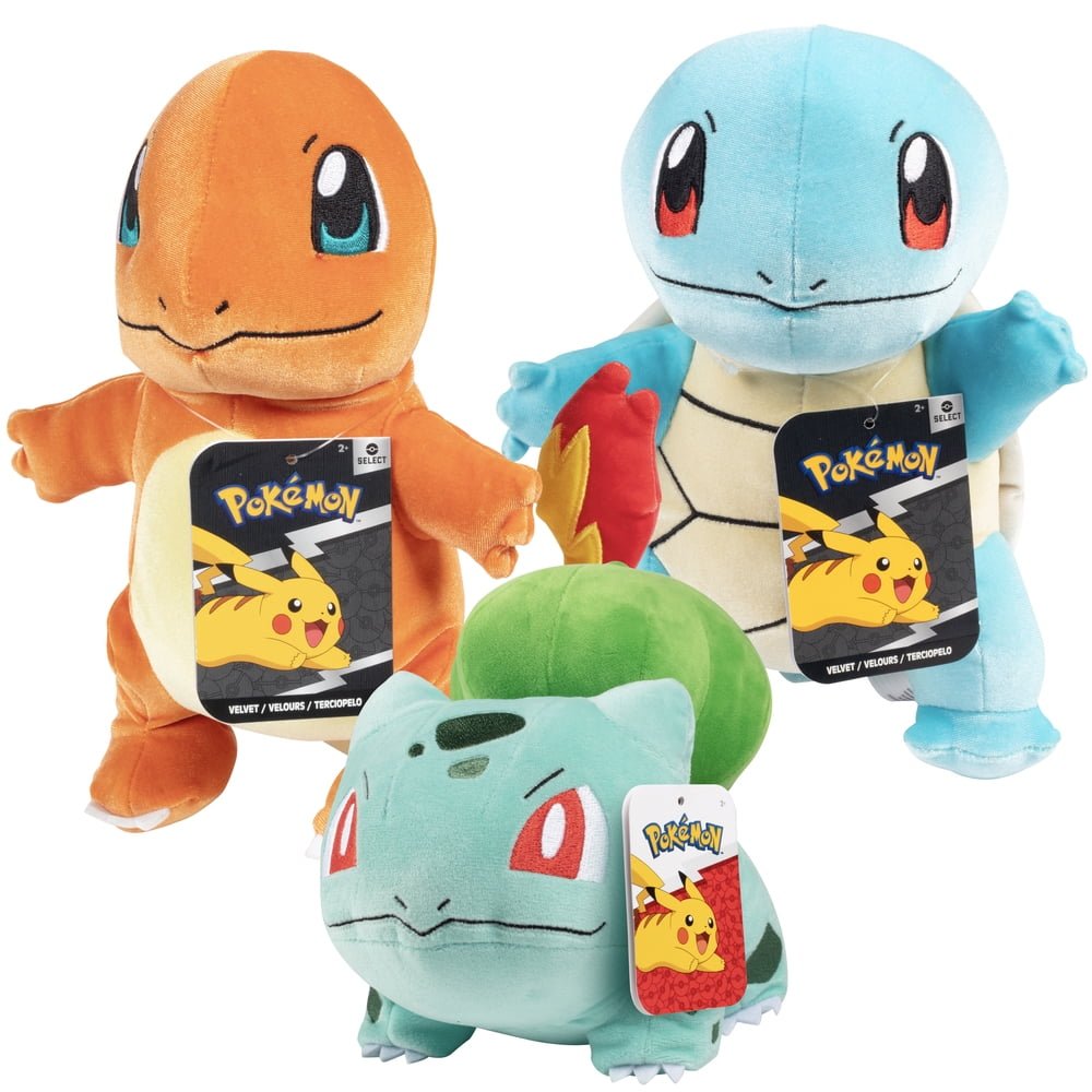 Pokémon Starter 3-Pack Plush Set Charmander Squirtle Bulbasaur 8 Inch